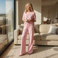 🌻Sommer-Hot-Sale - 50% Rabatt🌸Lässiges zweiteiliges Set für Frauen, einfarbiger Pullover und lockere Hose