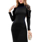 👗Damen elegantes Midikleid mit Stehkragen und Spitzen-Detail am Rücken