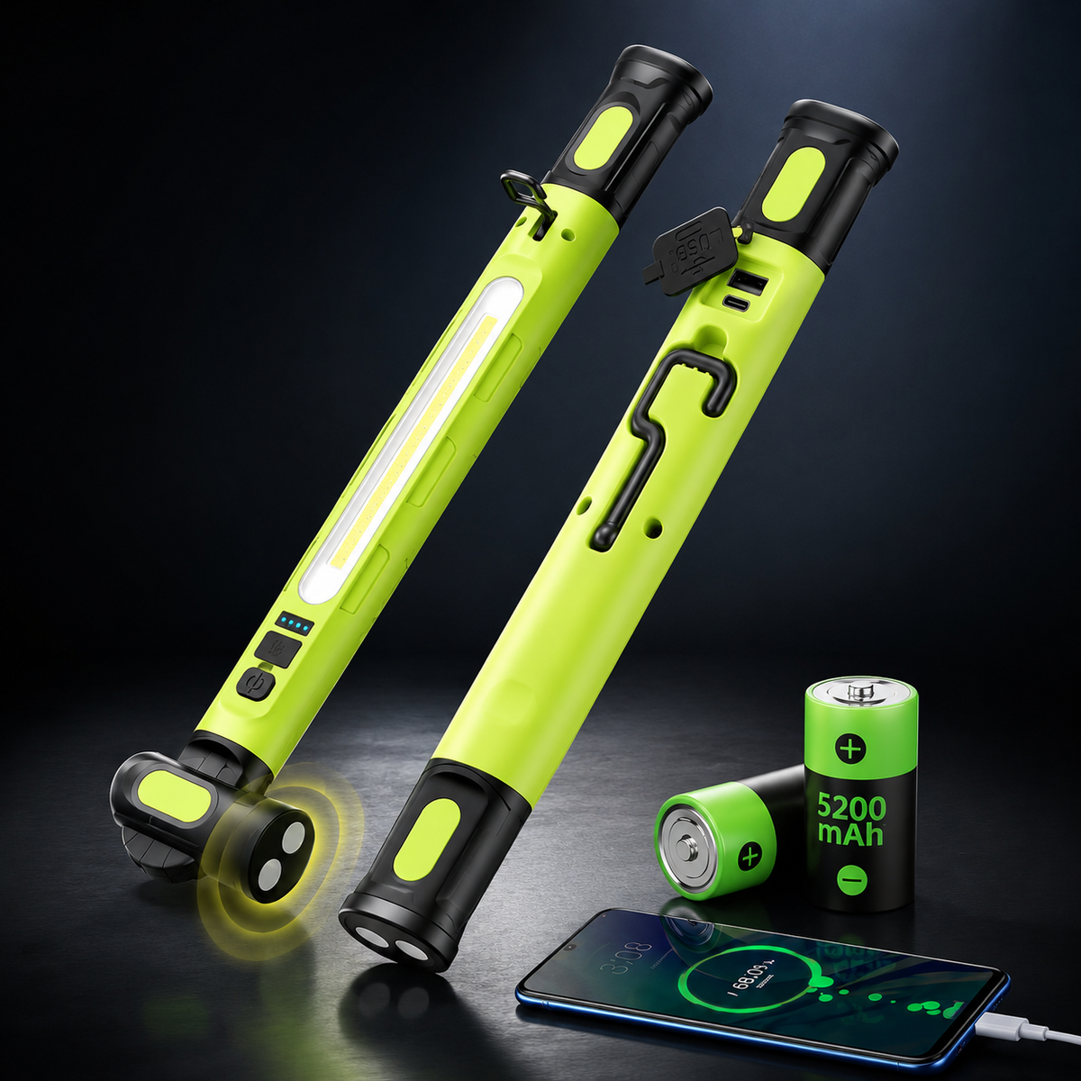 Wiederaufladbare LED-Arbeitsleuchte – 3000 LM, tragbare Werkstattleuchte mit Magnetbefestigung, 360°-Drehbarkeit und Powerbank-Funktion 🔦