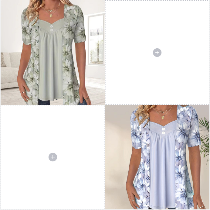🌸Unregelmäßiges Patchwork-Top mit Blumenmuster für Frauen🌸