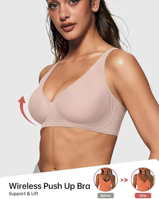 Nahtloser Gelee Push-up-BH mit tiefem V-Ausschnitt und ohne Bügel
