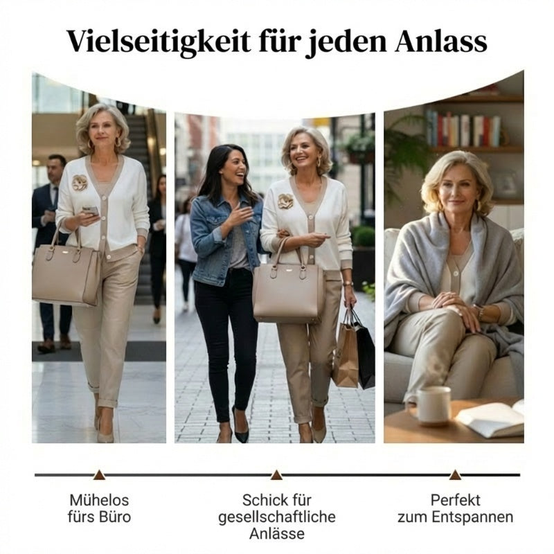 🔥Zeitlich begrenztes Angebot – 2-teiliges Set aus lässigem Damen-Oberteil mit V-Ausschnitt und Hose mit hoher Taille