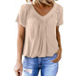Kaufen Sie 2 gratis Versand🎁Lässiges Damen-Top mit plissiertem V-Ausschnitt und kurzen Ärmeln👚