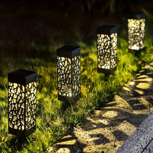 Solar-Gartensteckleuchte – Quadratisches Design, Automatisch & Wasserdicht für Wege & Atmosphäre 🌿💡