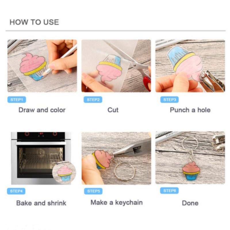 DIY Shrinky Dinks Schlüsselanhänger-Set,Kinderkunstaktivitäten und Partygeschenke