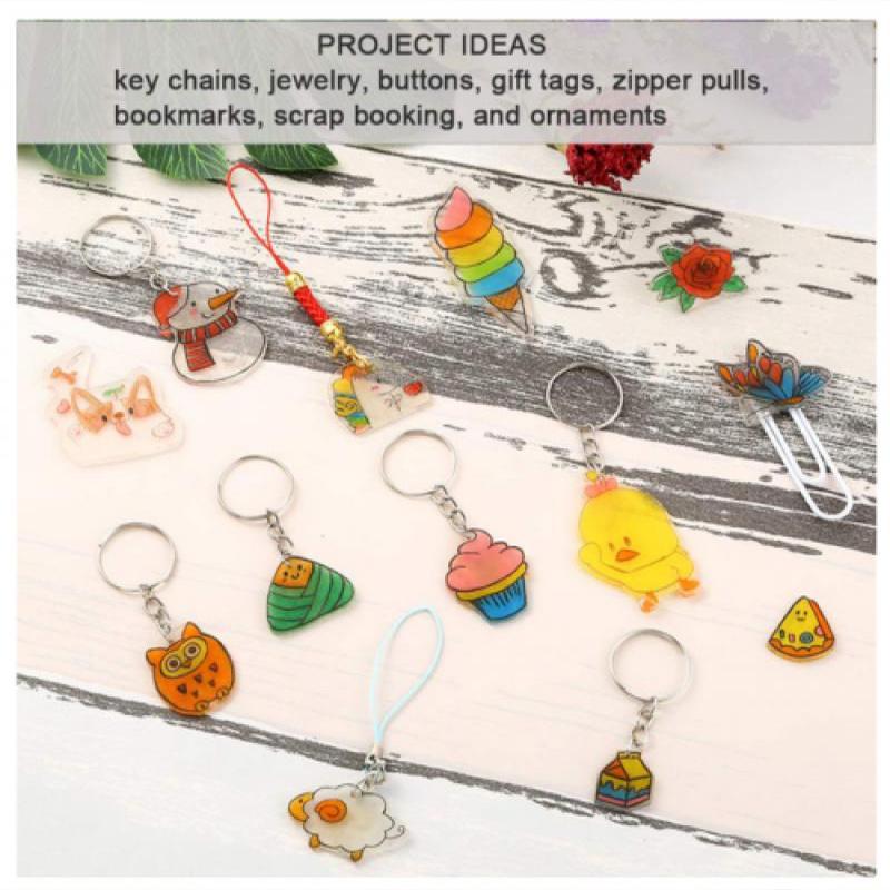 DIY Shrinky Dinks Schlüsselanhänger-Set,Kinderkunstaktivitäten und Partygeschenke