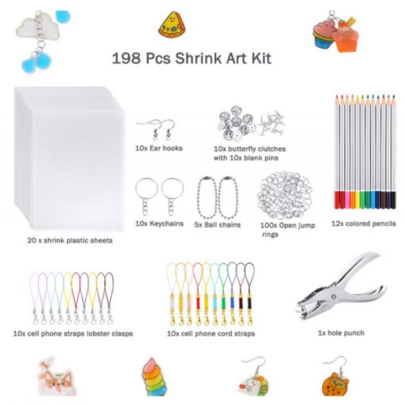 DIY Shrinky Dinks Schlüsselanhänger-Set,Kinderkunstaktivitäten und Partygeschenke