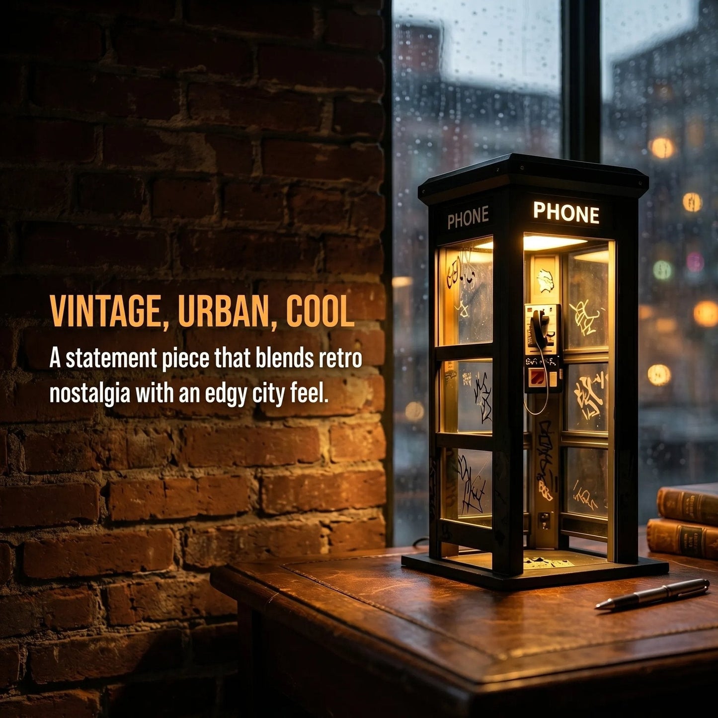 ✨Ambientelampe im Vintage-Stil einer Telefonzelle