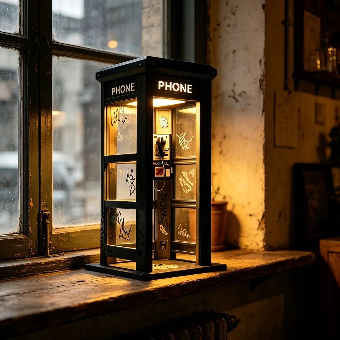 ✨Ambientelampe im Vintage-Stil einer Telefonzelle