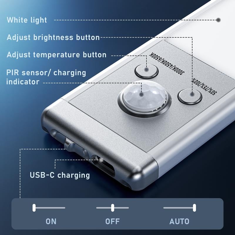 🏆 Het rea - 49% RABATT 🔥3-färgad belysning Stansfri smart sensor magnetisk uppladdningsbar LED-lampa