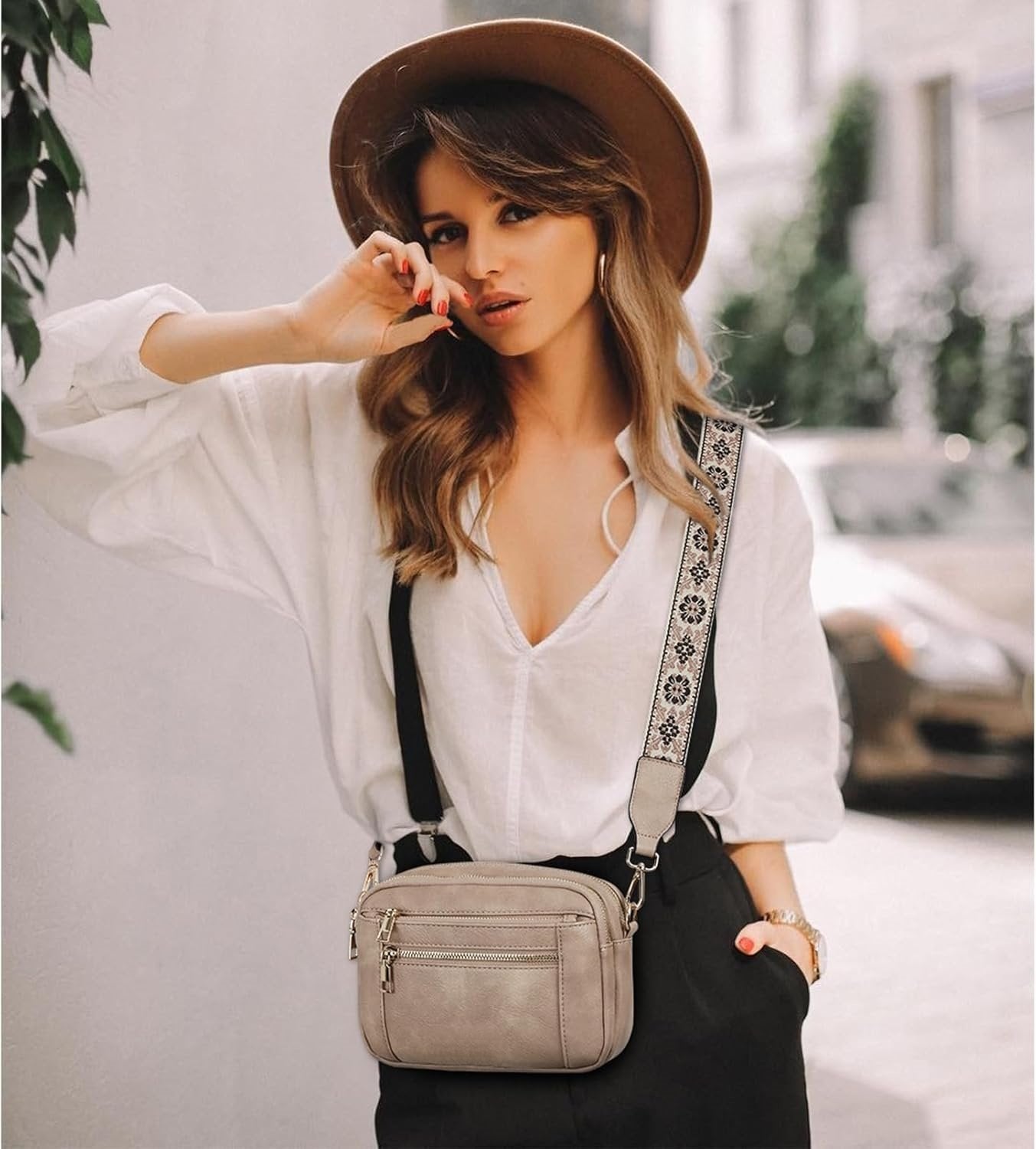🎁Limited Sale 50% OFF👜Handmade Leather Crossbody with Colorful Straps.