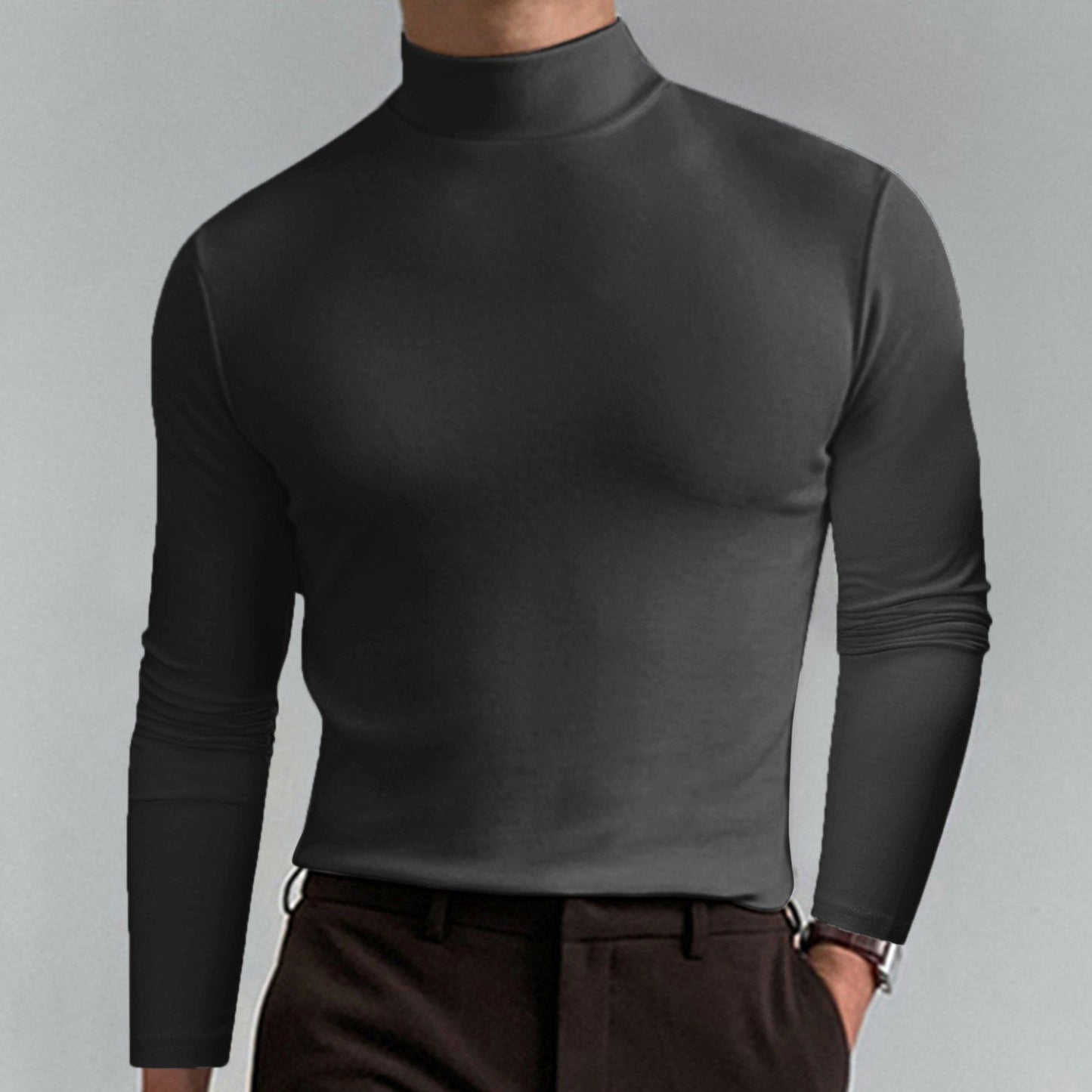 ⛳⛳Die Wahl des Erfolgs👔👔Slim Fit Langarm-T-Shirt für Herren mit Stehkragen
