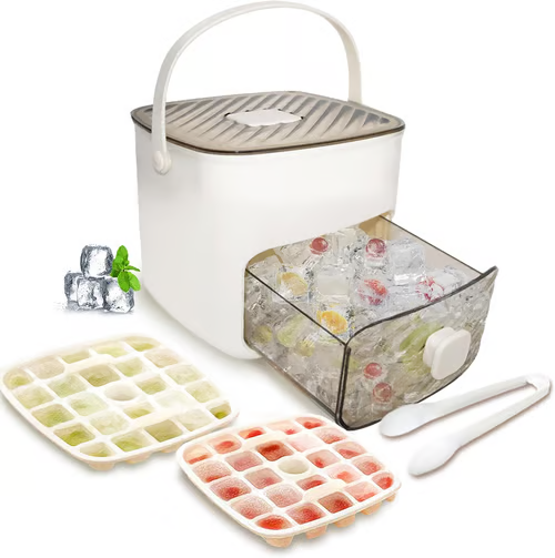 🔥Sommer-Sonderangebot 50 % Rabatt🧊Tragbarer Eisbereiter mit Deckel und Aufbewahrungsbox (48 Eiswürfel).