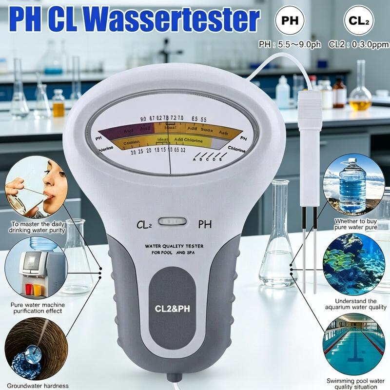 🔬pH- & Chlormessgerät für Schwimmbäder – Präzise Messung von pH-Wert & Chlorgehalt – Einfach, schnell & zuverlässig 💧✨