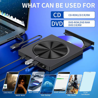 🎉 Neujahrsgeschenk – 50% RABATT!💿 USB-Externes CD/DVD-Laufwerk – Plug & Play für alte Fotos, Musik & Dateien (ohne Laufwerk am Laptop?) ✨