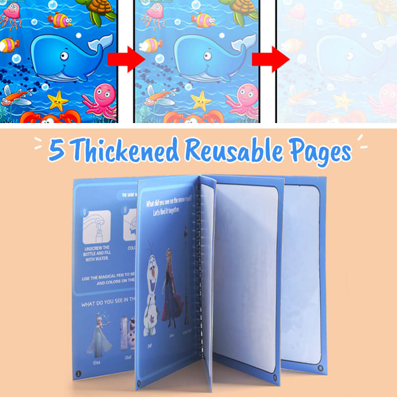 🎨 50% RABATT! ✨ MAGISCHE MALPUZZLE - WASSERFARBBUCH MIT 4 PINSELN, Lernspielzeug für Kinder ab 3 Jahren, Kreatives Beschäftigungsset 🖌️📚