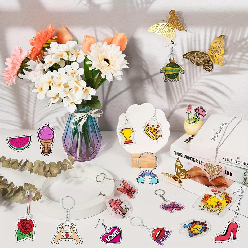 DIY Shrinky Dinks Schlüsselanhänger-Set,Kinderkunstaktivitäten und Partygeschenke