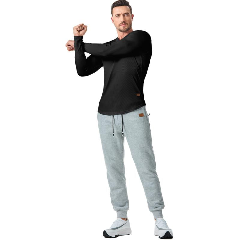 Ripp-Langarmshirt mit V-Ausschnitt für Fitness, Training & Sport