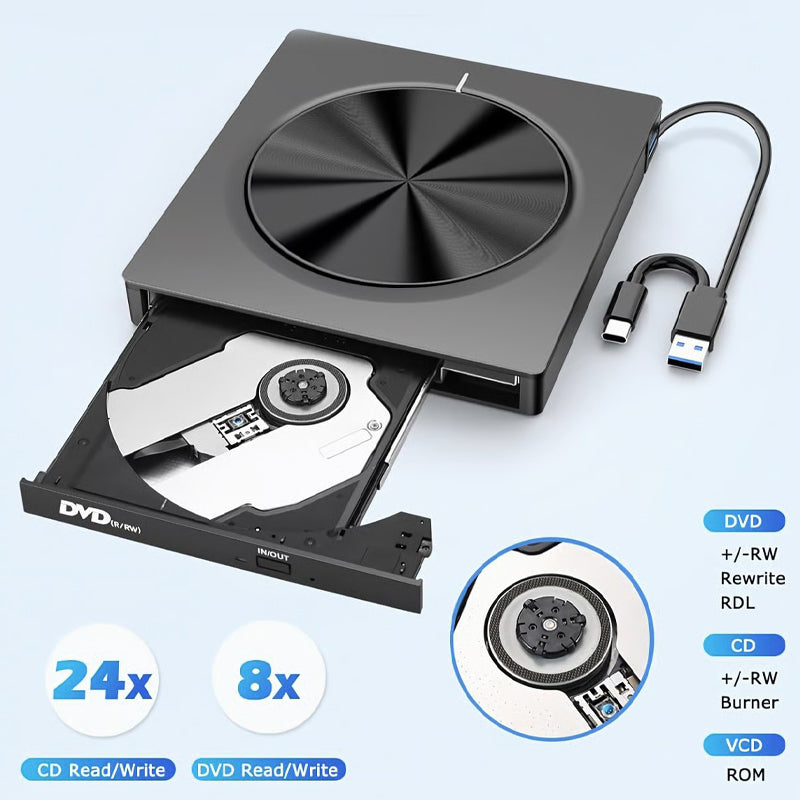 🎉 Neujahrsgeschenk – 50% RABATT!💿 USB-Externes CD/DVD-Laufwerk – Plug & Play für alte Fotos, Musik & Dateien (ohne Laufwerk am Laptop?) ✨