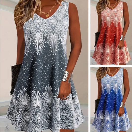 🌺🌺Modisches lässiges ärmelloses Kleid im Ethno-Stil
