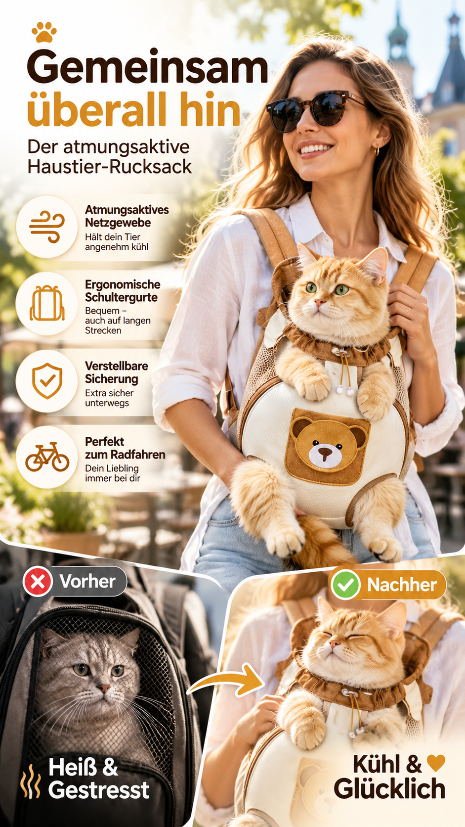 Atmungsaktiver Rucksack zur Transport von Haustieren-Gcom