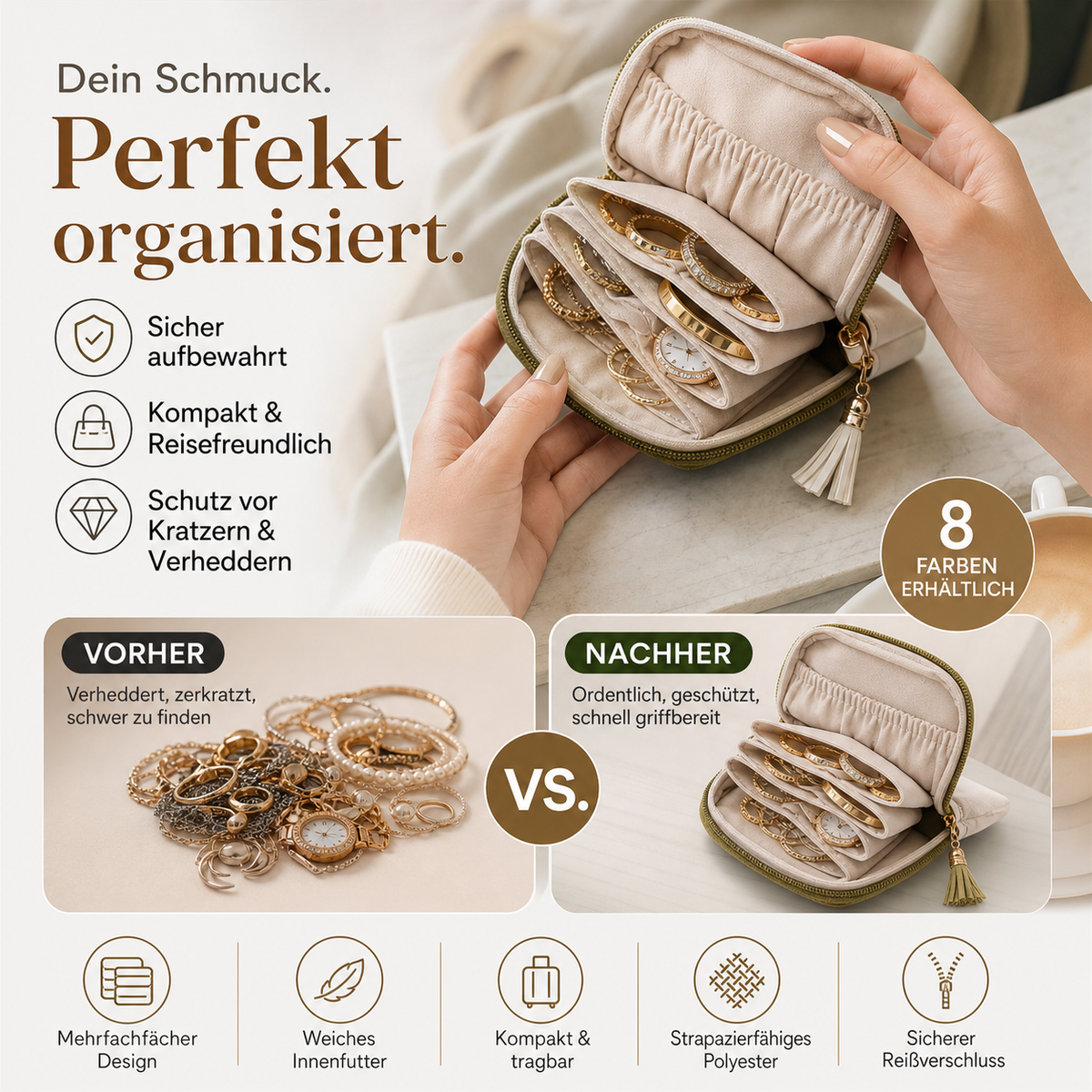 🔥 Heute -50 %! 💎 Mini-Schmucktasche mit Reißverschluss – kompakt, elegant & perfekt für Reisen