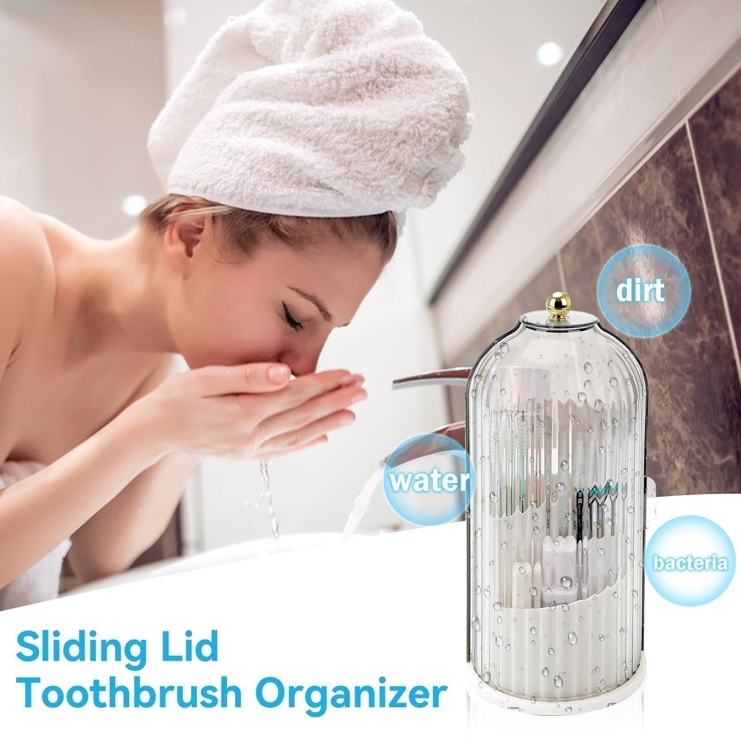🪥 50% RABATT! 🏡 Zahnbürstenhalter mit Schiebedeckel – Hygienisches Design, Tropffrei & Platzsparend 🚿