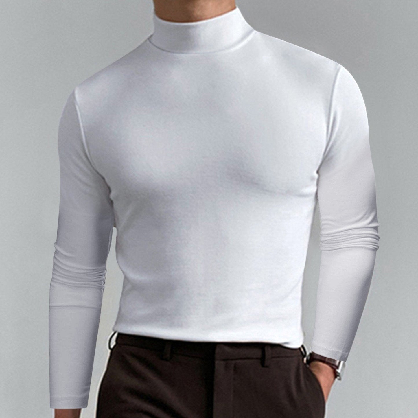 ⛳⛳Die Wahl des Erfolgs👔👔Slim Fit Langarm-T-Shirt für Herren mit Stehkragen
