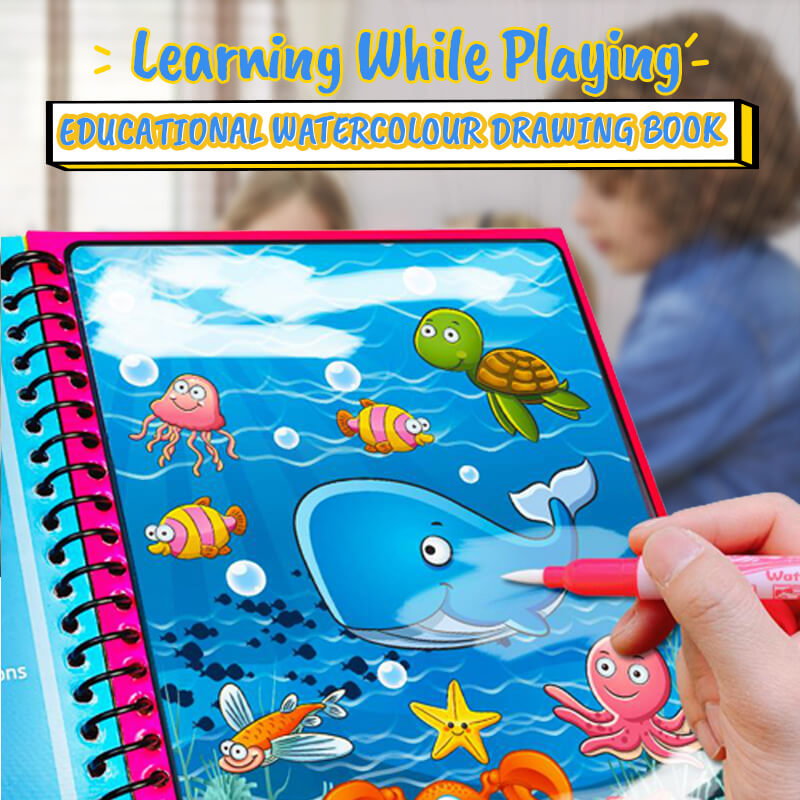 🎨 50% RABATT! ✨ MAGISCHE MALPUZZLE - WASSERFARBBUCH MIT 4 PINSELN, Lernspielzeug für Kinder ab 3 Jahren, Kreatives Beschäftigungsset 🖌️📚
