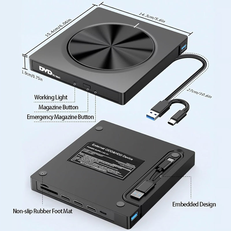 🎉 Neujahrsgeschenk – 50% RABATT!💿 USB-Externes CD/DVD-Laufwerk – Plug & Play für alte Fotos, Musik & Dateien (ohne Laufwerk am Laptop?) ✨