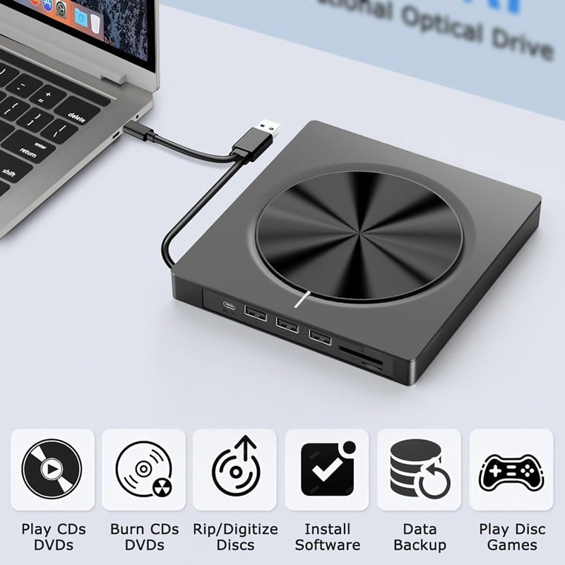 🎉 Neujahrsgeschenk – 50% RABATT!💿 USB-Externes CD/DVD-Laufwerk – Plug & Play für alte Fotos, Musik & Dateien (ohne Laufwerk am Laptop?) ✨