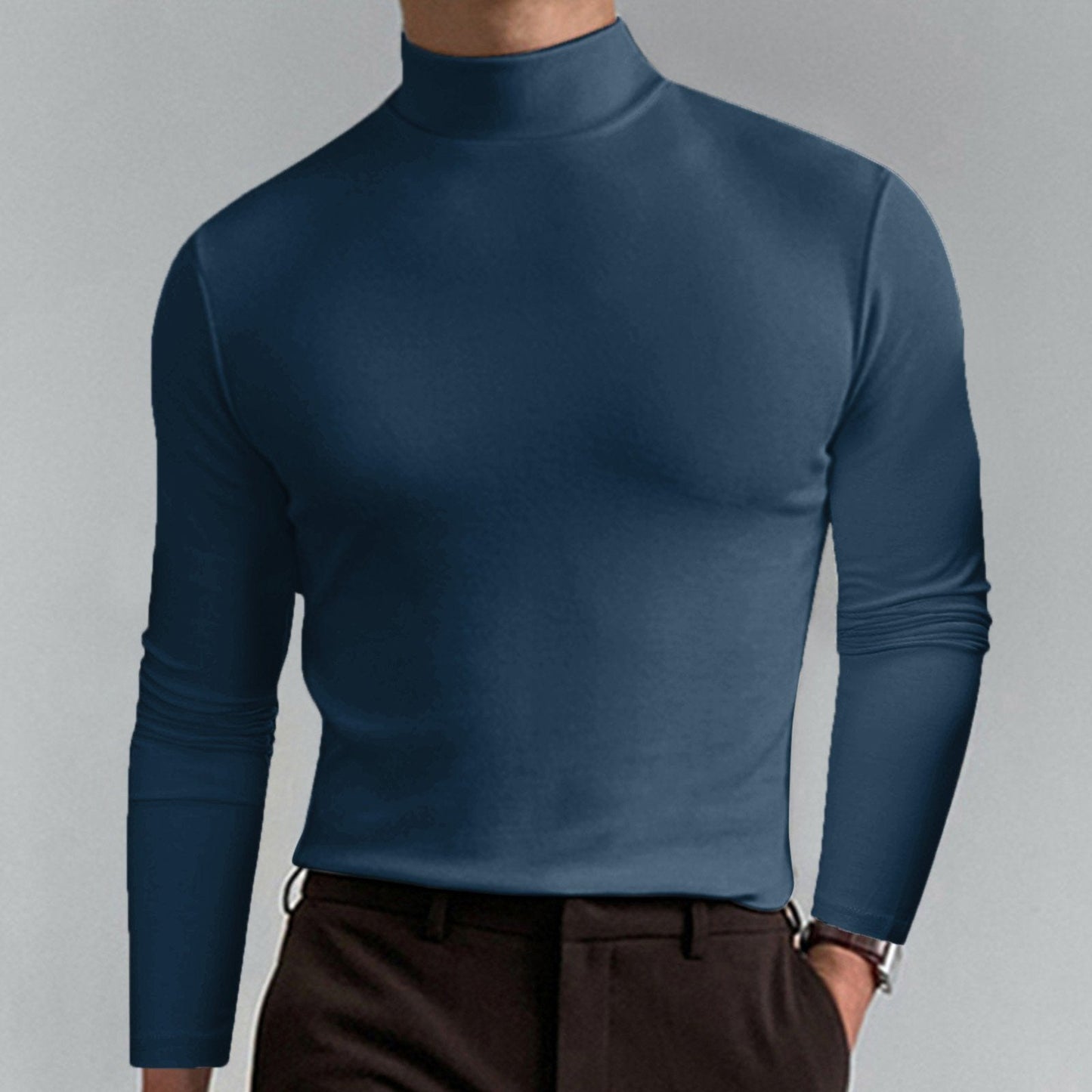🔥Black-Friday-Mega-Angebot – 50 % Rabatt!🔥Slim Fit Langarm-T-Shirt für Herren mit Stehkragen