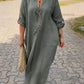👗50% rabatt✨Lässiges Kleid mit V-Ausschnitt aus Baumwolle und Leinen