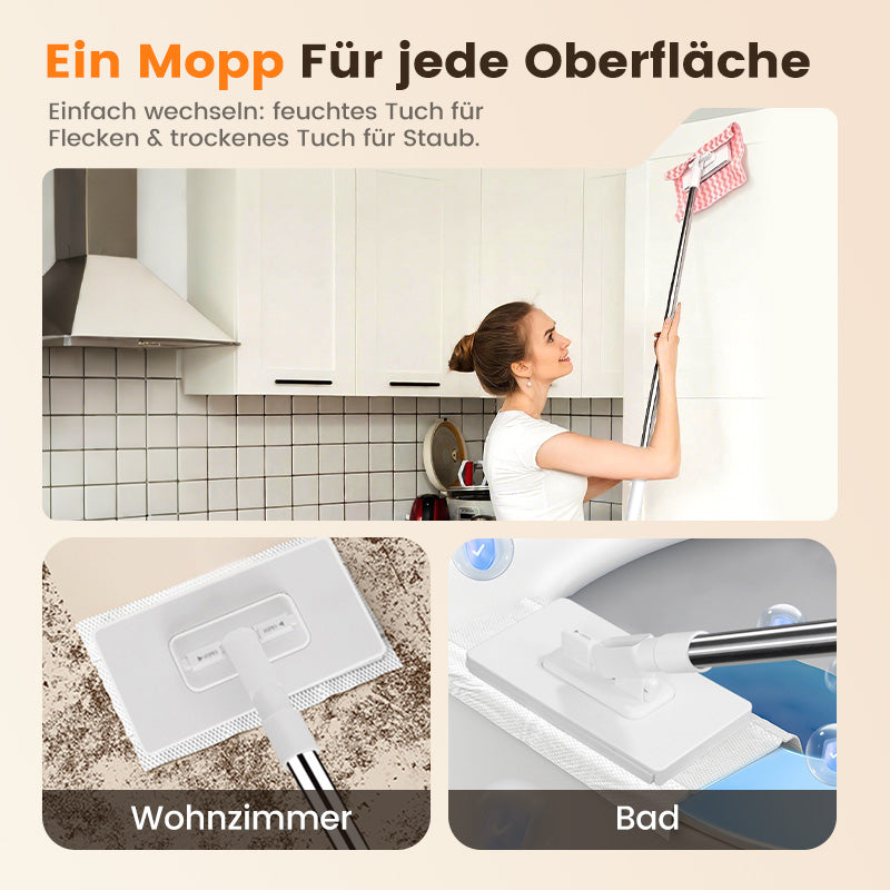 🧹50 % Rabatt! ✨ Einweg-Staubmopp mit 4/10 wiederverwendbaren Bezügen – Praktisch und effektiv 💥🌟