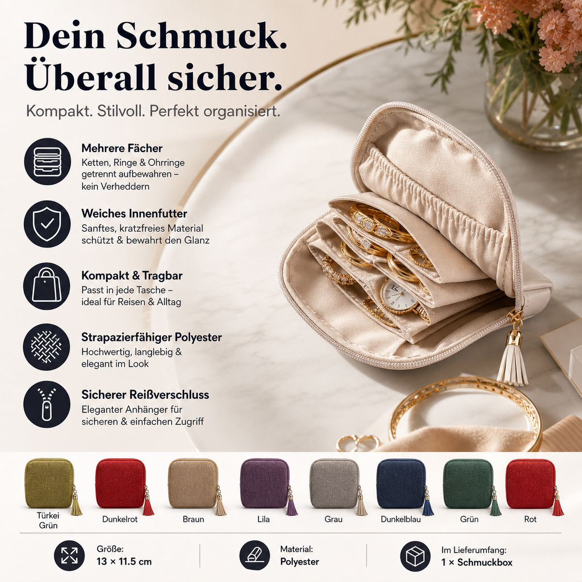 🔥 Heute -50 %! 💎 Mini-Schmucktasche mit Reißverschluss – kompakt, elegant & perfekt für Reisen