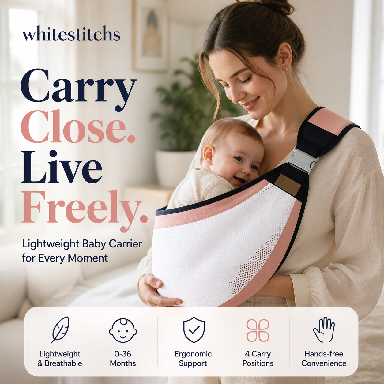 👶 50% RABATT! 🧸 4-in-1-Trage mit atmungsaktivem Mesh – 0–36 Monate, vorne & hinten – Tragekomfort & Nähe, Hände frei ✨
