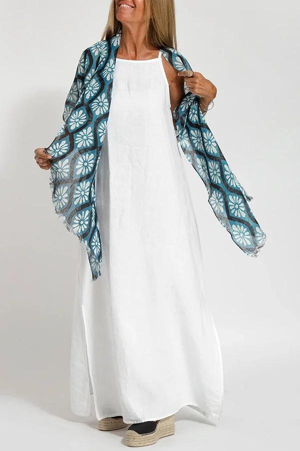 🔥Lässiges, einfarbiges, ärmelloses Neckholder-Leinenkleid für Damen