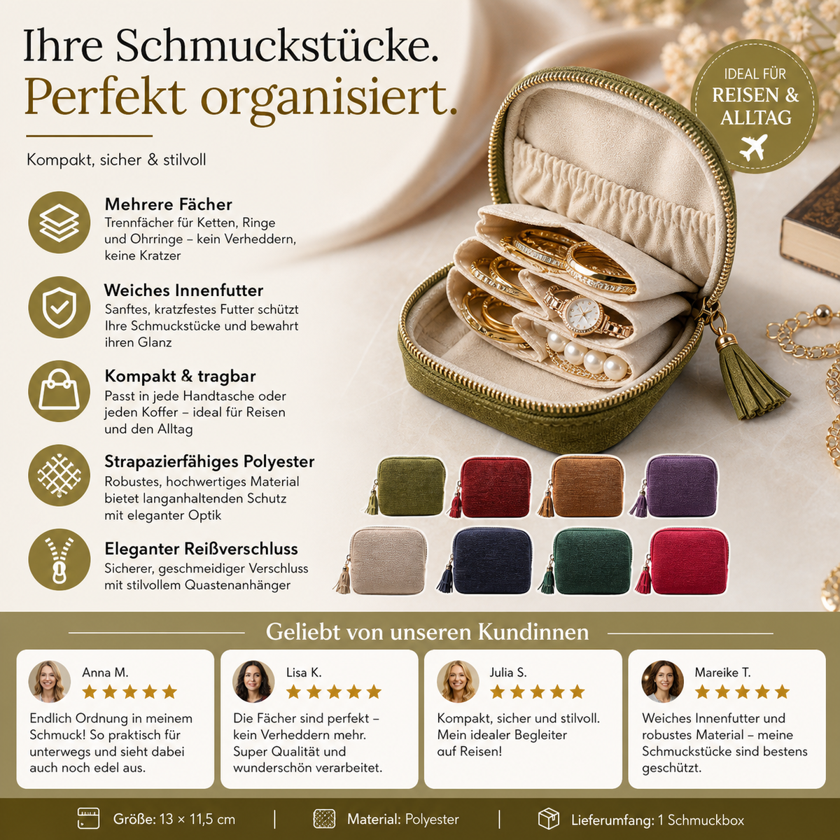 🔥 Heute -50 %! 💎 Mini-Schmucktasche mit Reißverschluss – kompakt, elegant & perfekt für Reisen