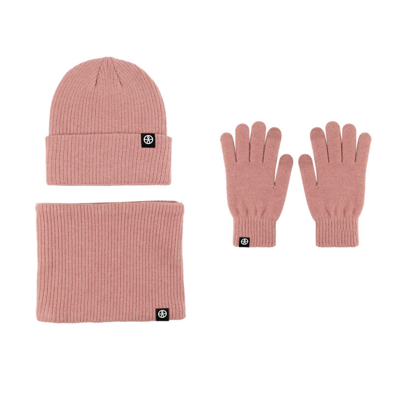 Gestrickte Mütze Schal Handschuhe 3er Set
