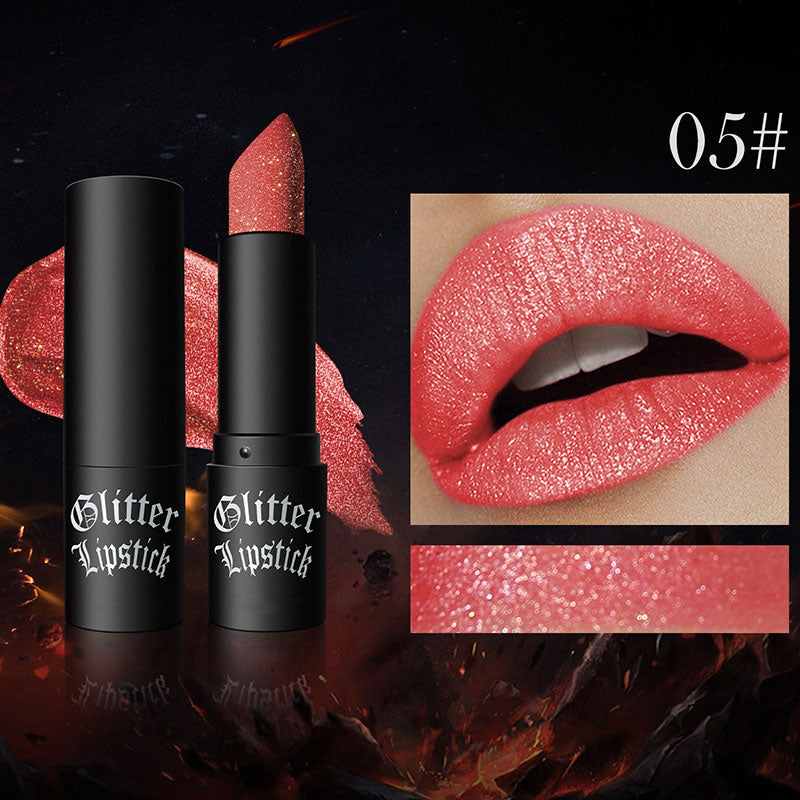 Mattierende, langanhaltende Lippenstift mit feinem Glitzer