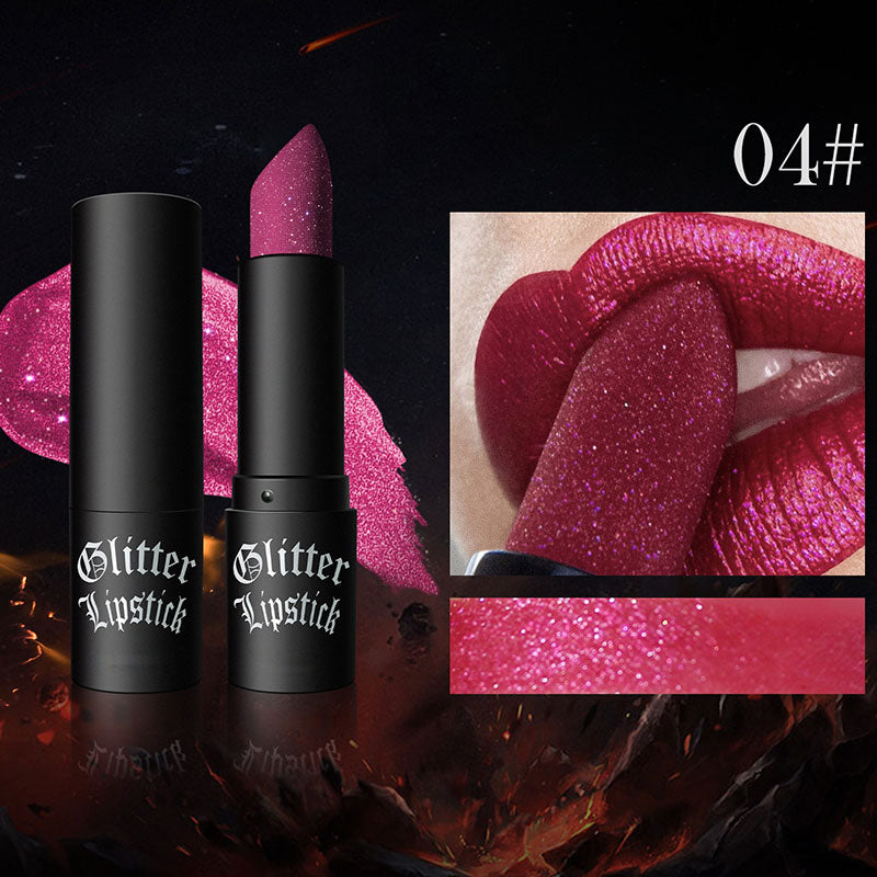 Mattierende, langanhaltende Lippenstift mit feinem Glitzer