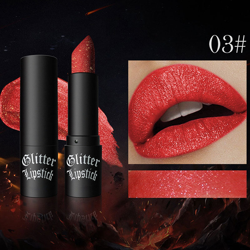 Mattierende, langanhaltende Lippenstift mit feinem Glitzer