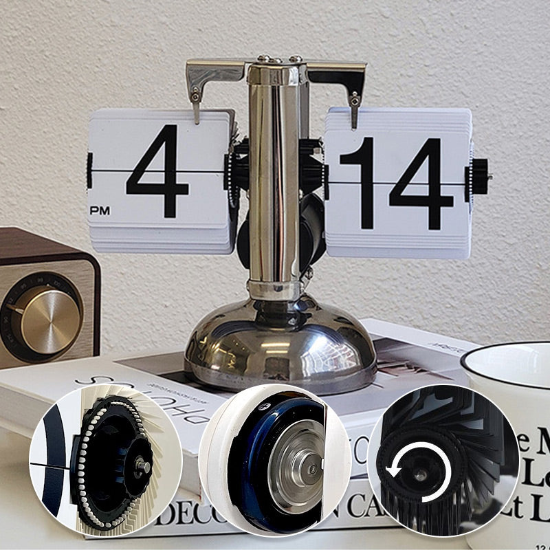 🎁Modern Digital Mechanical Retro Flip Down Clock wіth Internal Gear Operated