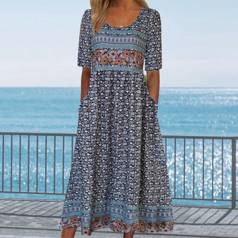50% OFF🔥Elegantes Kleid mit böhmischem Print für Damen