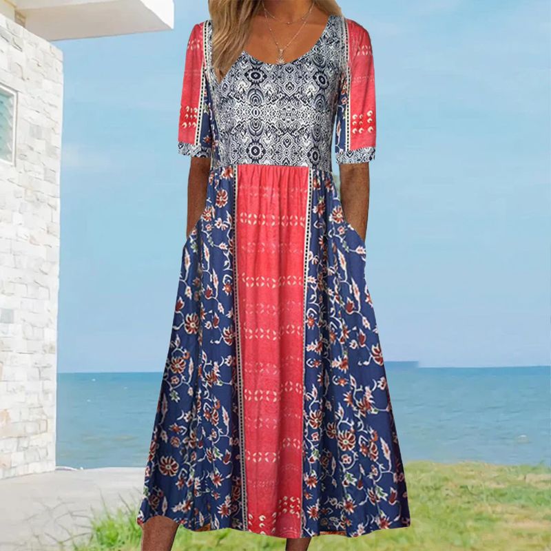 50% OFF🔥Elegantes Kleid mit böhmischem Print für Damen