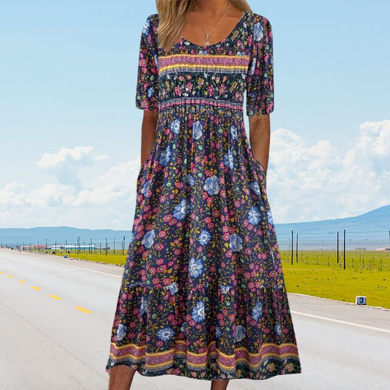 50% OFF🔥Elegantes Kleid mit böhmischem Print für Damen