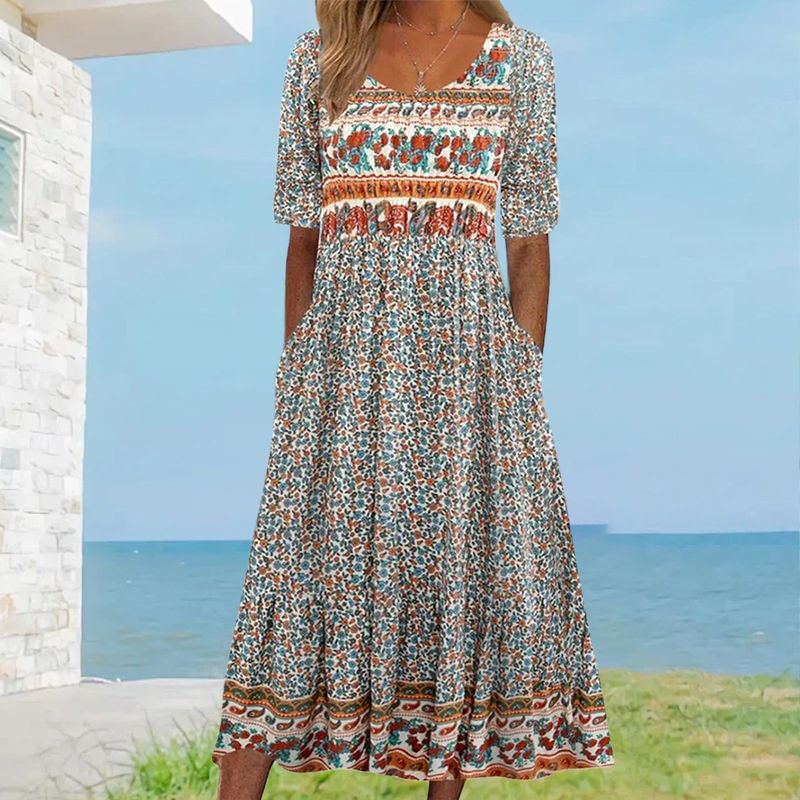 50% OFF🔥Elegantes Kleid mit böhmischem Print für Damen