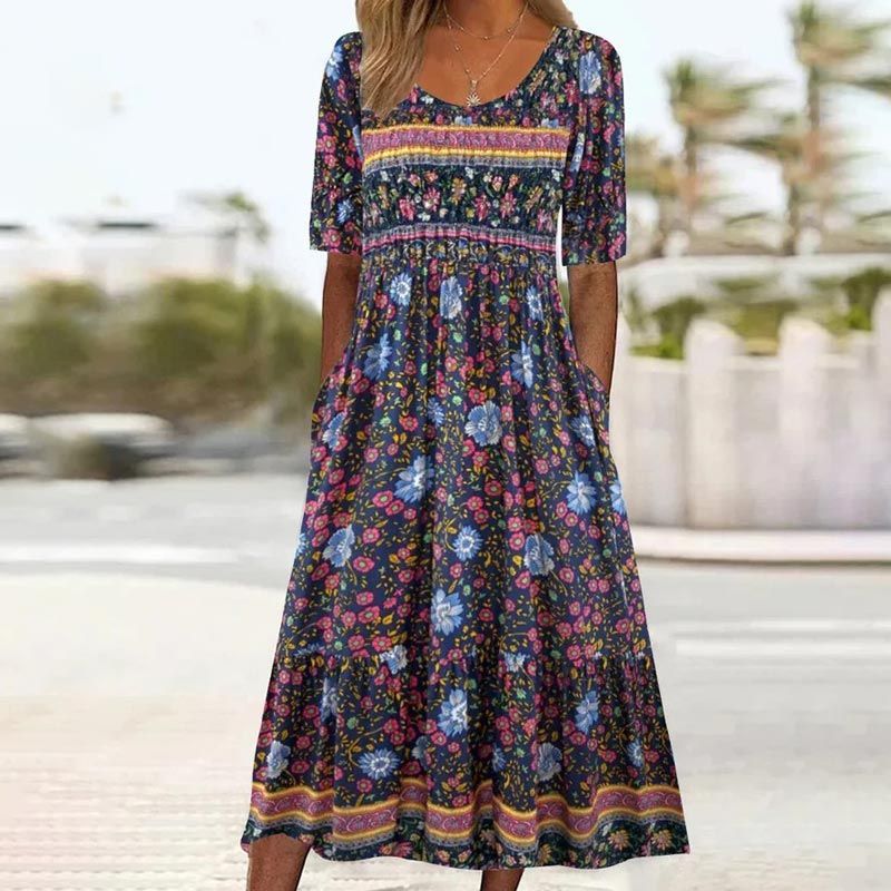 50% OFF🔥Elegantes Kleid mit böhmischem Print für Damen