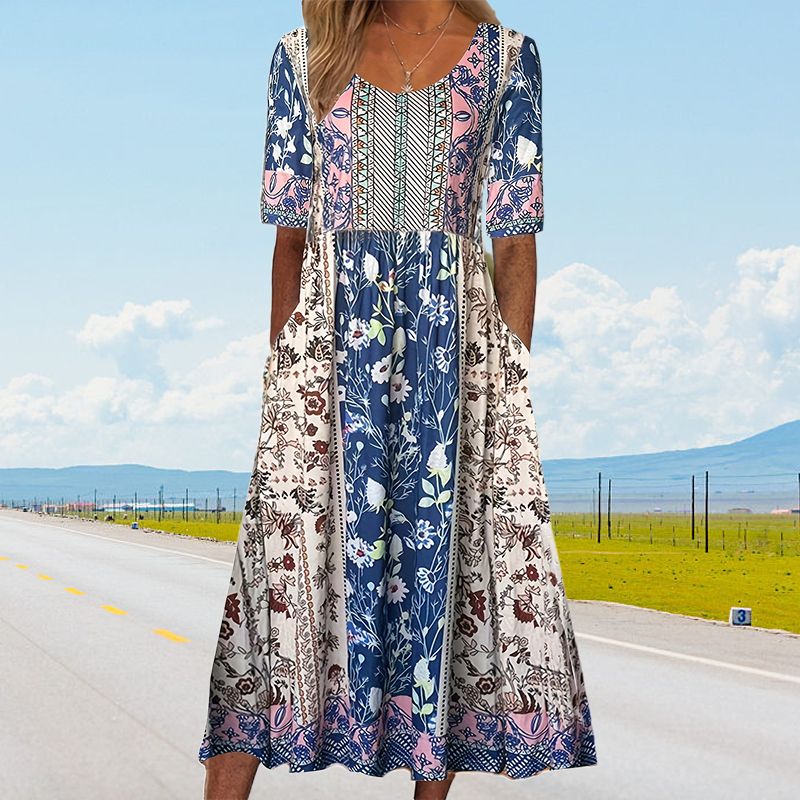 50% OFF🔥Elegantes Kleid mit böhmischem Print für Damen