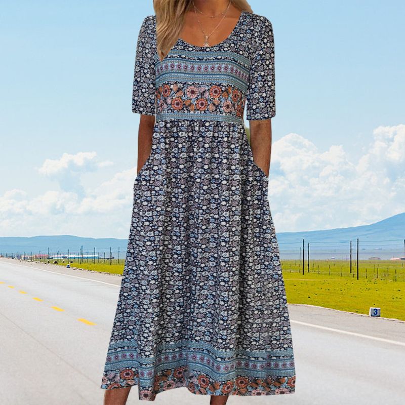50% OFF🔥Elegantes Kleid mit böhmischem Print für Damen
